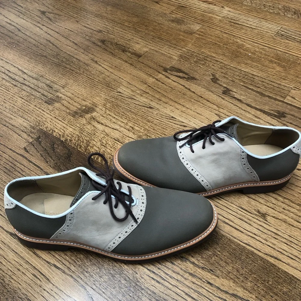 Cole Haan Two-Tone Olive and Light Gray Saddle Oxfords